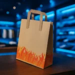 Alev Desenli Düz Saplı Kraft Çanta - 25x30x14 cm
