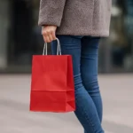 Bordo Burgu Saplı Beyaz Kraft Çanta - 25x31x12 cm