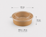550cc - 20 oz Kapaklı Kraft Karton Salata Kasesi / (kova + PET kapak)
