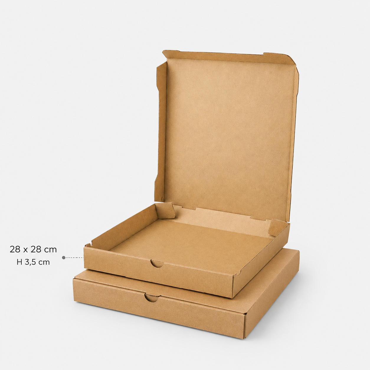 Oluklu-mukavva-karton-kutu Baskısız Oluklu Karton Kutu (Pizza-Pide-Kargo Kutusu) - 28x28x3.5 cm - 100 Adet - Görsel 1