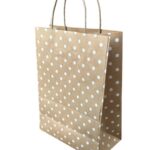 22x28x11 Cm Burgu Saplı Puantiyeli Kraft Kağıt Çanta - Poşet (50 Adet)