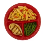 3 Gözlü Bordo Plastik Tabak - 26 cm Çap - 25 Adet