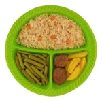 3 Gözlü Yeşil Plastik Tabak - 26 cm Çap - 25 Adet